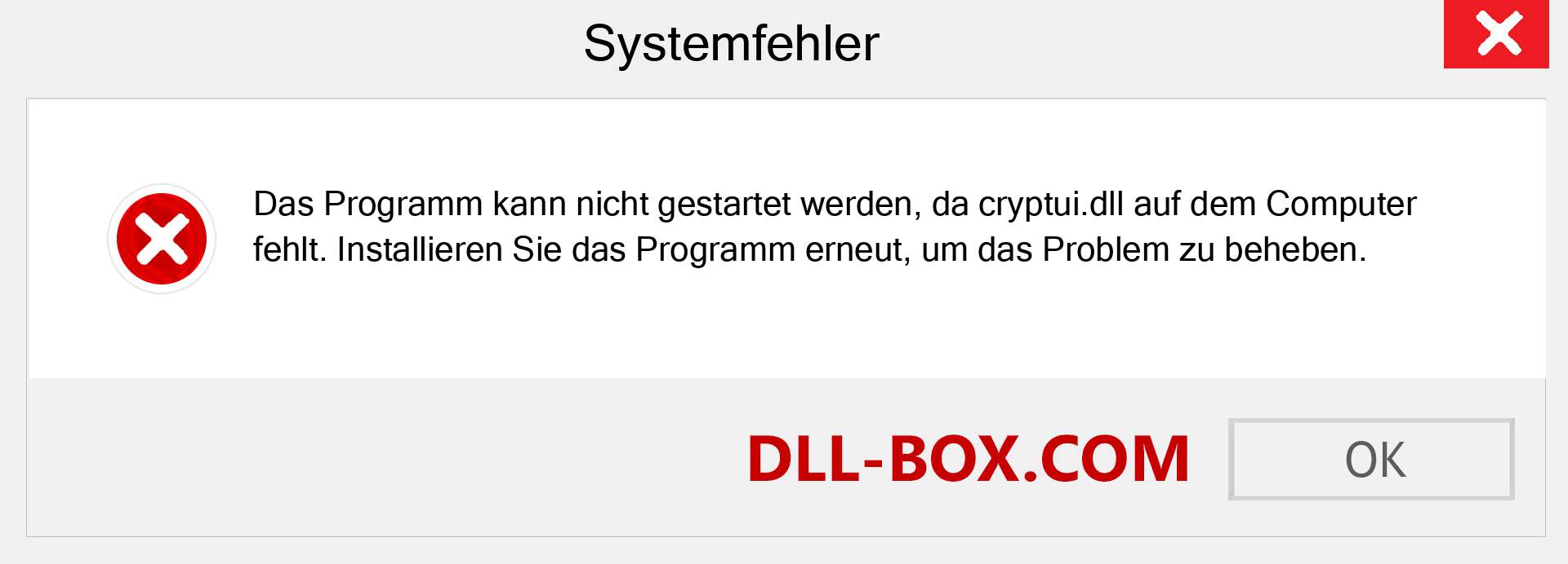 cryptui.dll-Datei fehlt?. Download für Windows 7, 8, 10 - Fix cryptui dll Missing Error unter Windows, Fotos, Bildern